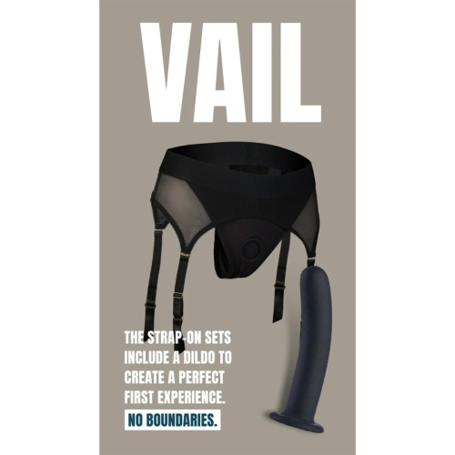 Страпон із трусиками-підв'язками чорний Dream Toys Bold Vail розмір S - 9