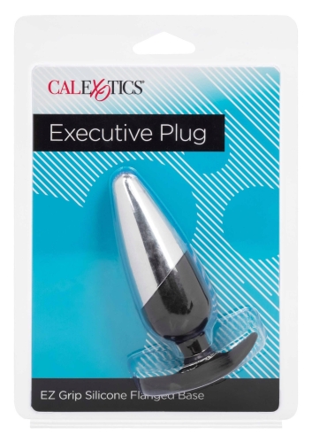 Силіконова анальна пробка із металевим кінчиком чорна Executive Plug California Exotic - 3