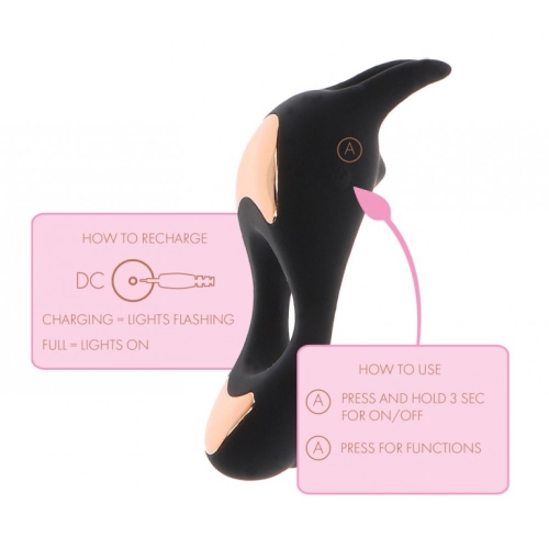 Эрекционное виброкольцо черного цвета Toy joy Lotus C ring - 3