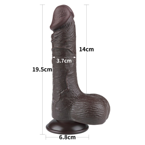 Фаллоимитатор реалистичный на присоске Sliding Skin Dual Layer Dong 7.5 коричневый - 2