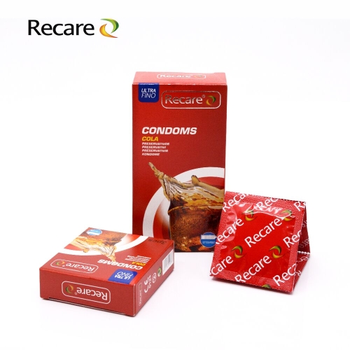 Презервативы с пупырышками и ребрами аромат Кола Recare Cola Dotted&amp;amp;Ribbed Condoms 3 штуки - 5