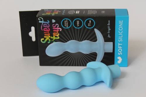 Вібратор силіконовий вагінальний для точки G SWEET TOYS блакитний L 11 см d 2, 9x3, 1 см - 2