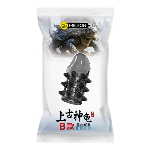 Стимулююча насадка на член із пухирцями чорна Meleon - Mountain Bearing Divine Turtle - 7