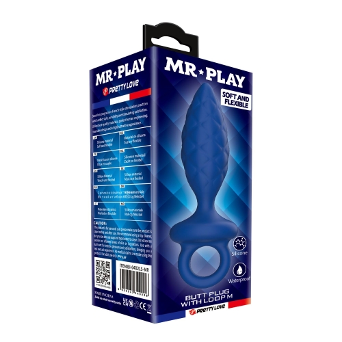 Анальная пробка с кольцом синяя LYBAILE MR.PLAY размер M - 8