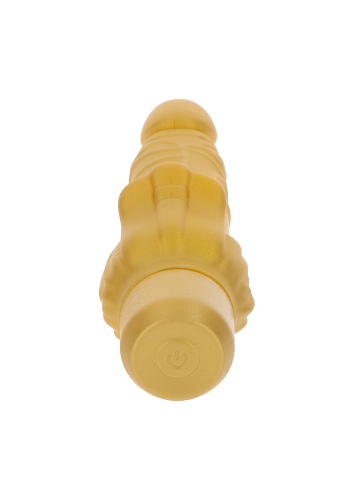 Вибратор большой реалистик золотистого цвета Toy Joy Gold Dicker длина 221 мм - 5