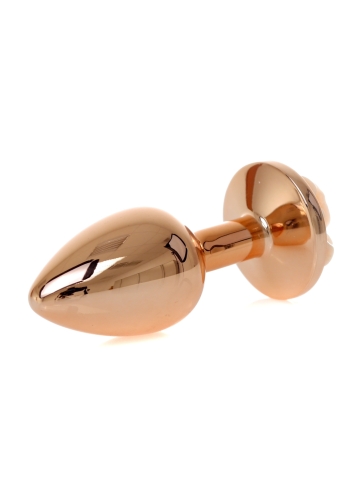 Анальний затор золотистого кольору з помаранчевою трояндочкою Boss series Plug Jewellery - 3