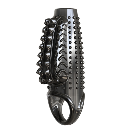 Стимулирующая насадка на член с пупырышками черная Meleon - Dragon Ejaculation Control Sleeve - 3