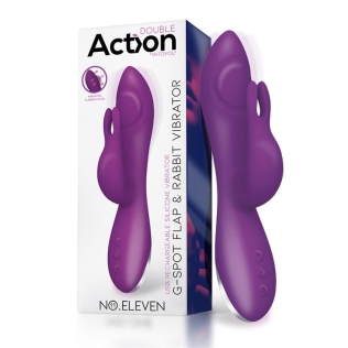 Вібратор з кліторальним відростком Action No Eleven G-Spot для стимуляції та режимом пульсації фіолетовий