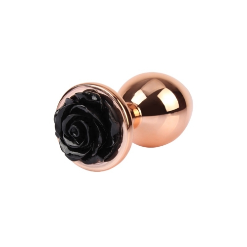 Анальная пробка золотая с черным камнем в виде розы Evil Rose Anal Plug Medium - 3