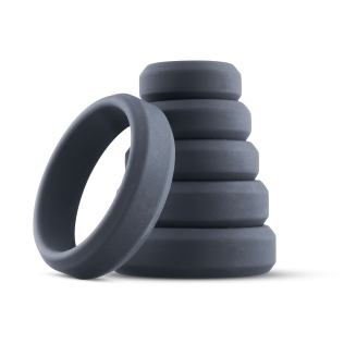 Набор силиконовых эрекционных колец для члена синего цвета Boners 6 Piece Cock Ring Set