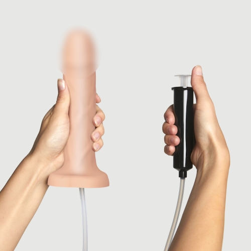 Реалистичный кончающий фаллоимитатор на присоске телесный Strap-On-Me, размер XL - 1