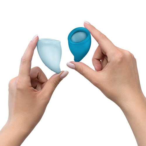 Набор менструальных чаш на 20 и 30 мл голубая и бирюзовая Fun Factory FUN CUP EXPLORE KIT 2 штуки - 5