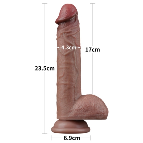 Фалоімітатор з венами на присосці Dual Layered Silicone Cock 9.0 коричневий - 2