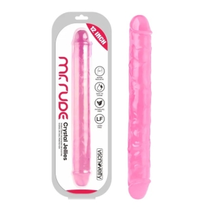 Фалоімітатор реалістичний подвійний Mr. Rude Crystal Jellies Realistic Double-ended Dildo рожевий