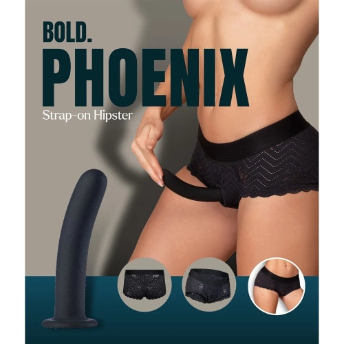 Ременной страпон на кружевных трусиках черный Dream Toys Bold Phoenix размер S - 13