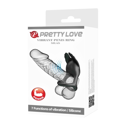 Ерекційне віброкільце на член чорного кольору Lybaile Pretty Love Ring SILAS - 11