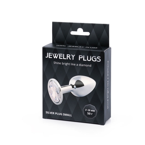 Анальна втулка срібна з металу з кристалом Anal Jewelry Plugs L 72 мм d 28 мм Вага 50г - 5