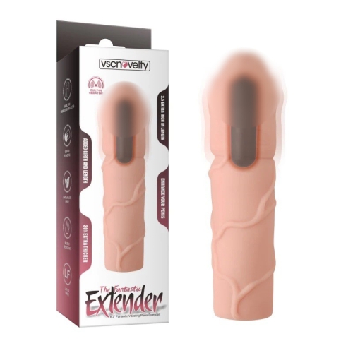 Вібронасадка на член реалістична тілесного кольору Vscnovelty Fantastic Vibrating Penis Extenders - 1