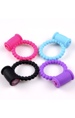 Эрекционное виброкольцо на член голубого цвета Hision Beads Ring - 2