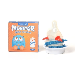 Презерватив прозрачный с с усиками и спиралью шипов Recare Monster Spike Condom