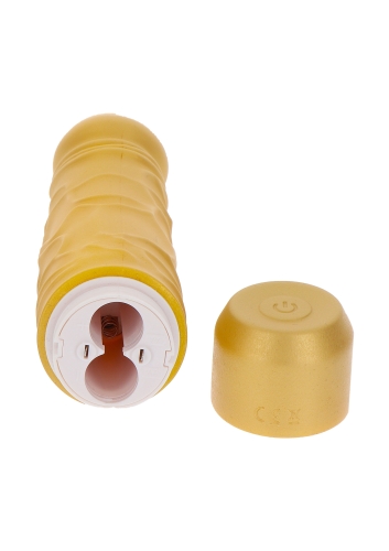 Вібратор великий реалістичний золотистого кольору Toy Joy Gold Dicker довжина 201 мм - 8