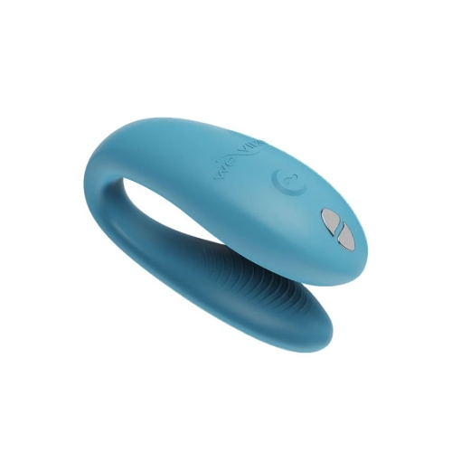 Смарт вибратор для пар силиконовый голубого цвета We Vibe Sync Go Light - 4