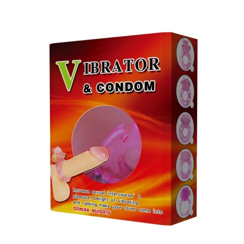 Віброкільце для продовження ерекції з стимулятором клітора LYBAILE Vibrator &amp; condom - 9
