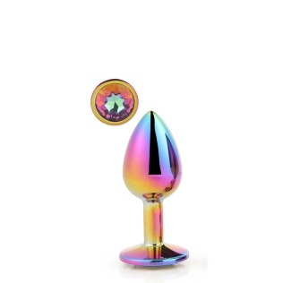 Анальна пробка райдужна з райдужним каменем 8,3 х 3,4 см Dream Toys Gleming Love