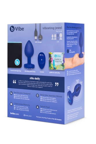 Анальная пробка с камнем и с вибрацией B-Vibe с дистанционным пультом управления для интимных игр синяя - 10