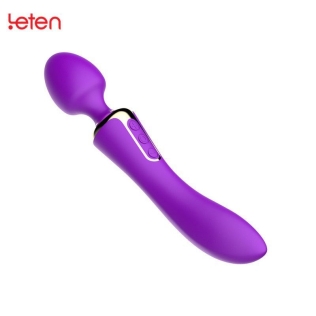 Вибромассажер двухсторонний для интимных мест Leten AV Heat Purple с подогревом (мятая упаковка)