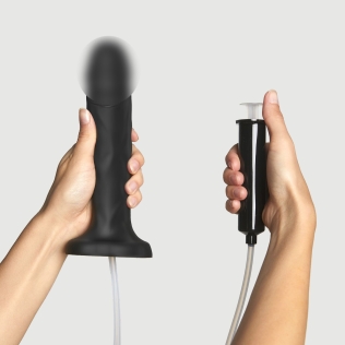 Силиконовый реалистичный кончающий фаллоимитатор черный Strap-On-Me, размер XL