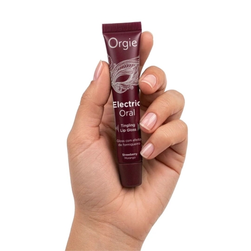Віброблиск для губ з ефектом поколювання та смаком полуниці Orgie Electric Oral Lips Gloss Strawberry 10 мл - 3