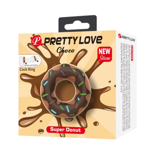 Ерекційне кільце на член у формі пончика з коричневим кремом LYBAILE Pretty Love Choco - 7