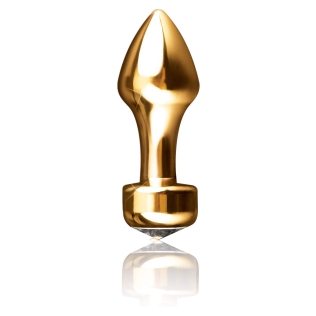 Анальна пробка золотистого кольору із сріблястим камінчиком Pipedream FF Gold