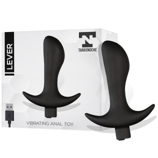 Анальная вибропробка с рычажным механизмом силиконовая черная Tardenoche Lever с USB-подключением