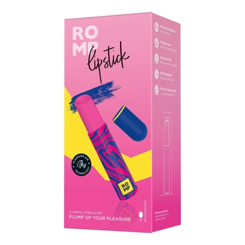 Вакуумний кліторальний стимулятор у формі помади рожевого кольору Romp Lipstick - 7