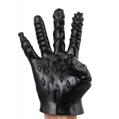 Силіконові рукавички для фістингу чорні Ohyeah Masturbate Gloves - 2