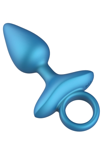 Анальная вибропробка с кольцом и пультом синяя Playhouse Smooth Anal Plug - 7