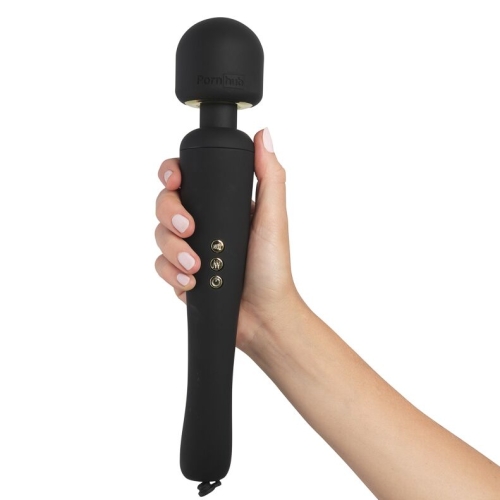 Вібромасажер Wand для інтимних зон з трьома насадками чорний Pornhub Spell Wand Set - 5