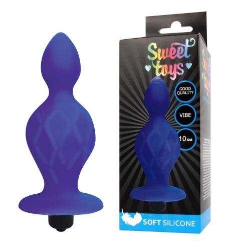 Втулка анальна з вібрацією Sweet Toys L 100 мм D 25x45 мм, Колір Синій - 1