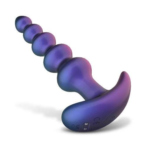 Анальний вібратор рельєфний із пультом керування фіолетовий Hueman Galaxy Force Anal Beads - 4