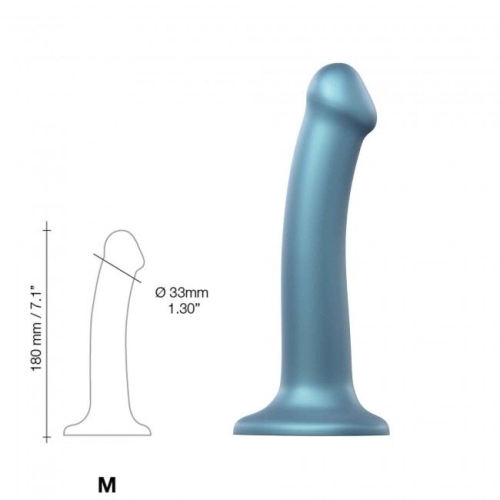 Насадка для страпона силіконова синя Strap-On-Me Mono density Dildo m діам. 3,3 см - 4