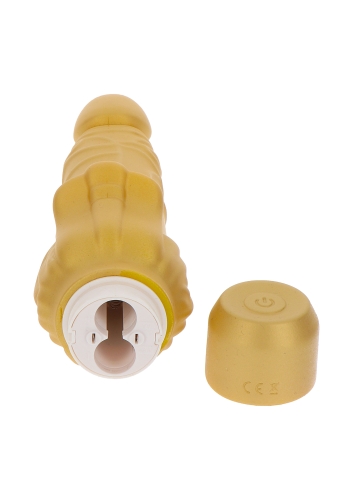 Вибратор большой реалистик золотистого цвета Toy Joy Gold Dicker длина 221 мм - 6