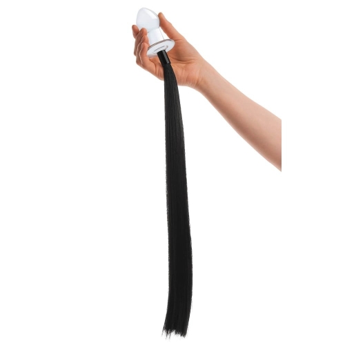 Анальна скляна пробка з хвостиком Gildo Glass Horse Tail - 4
