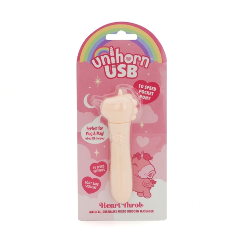 Віброкулька одноріжка для клітора тілесного кольору Unihorn USB Bullet Heart Throb - 6