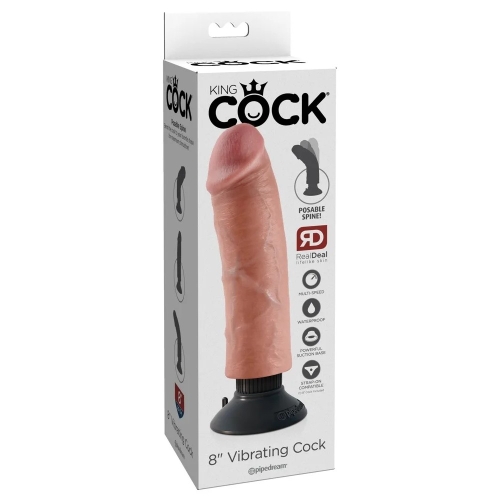 Вібратор великий реалістичний на присосці бежевого кольору Pipedream King Cock - 6