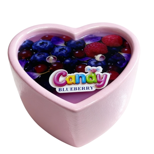 Масажна свічка у формі серця з ароматом чорниці Candy Blueberry 70 мл - 1