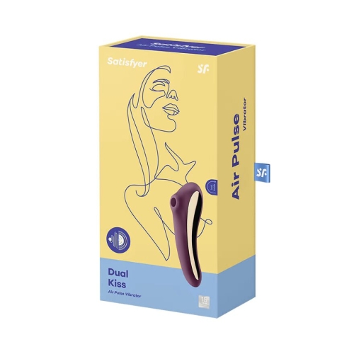 Вакуумний вібростимулятор для клітора фіолетовий водонепроникний Satisfyer Dual Kiss - 5