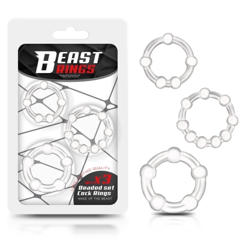 Набор эрекционных колец на член силиконовых прозраных Intoyou Set Of 3 Cock Ring Beaded Flexible - 1