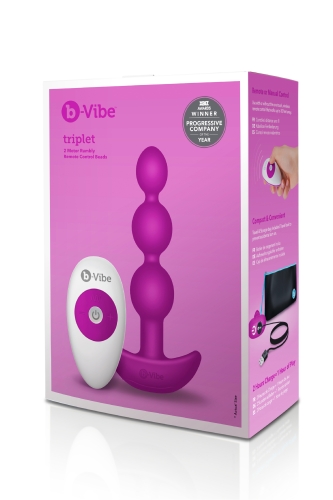 Анальна пробка з пультом 2 двигуна B-Vibe для інтимних ігор колір фуксія - 10